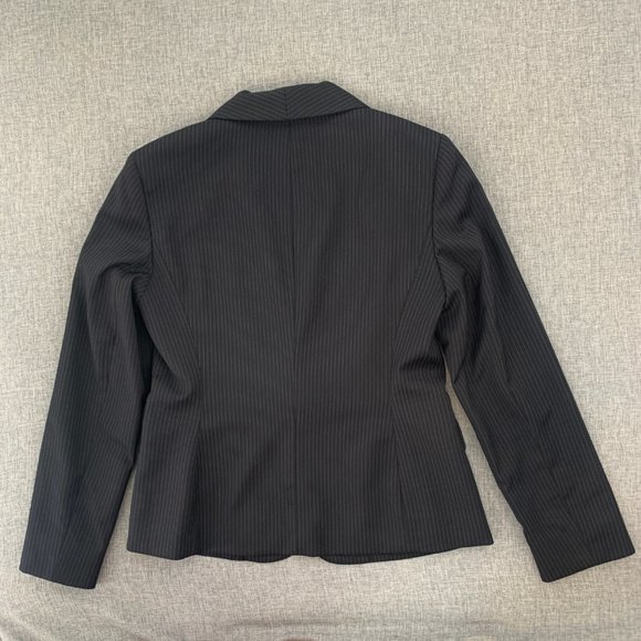 Nine West Womens Black Blazer Long Sleeve One Button Closure Shawl Label Gray St - Picture 10 of 14